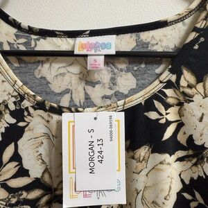 LuLaRoe Black and Cream Floral Top